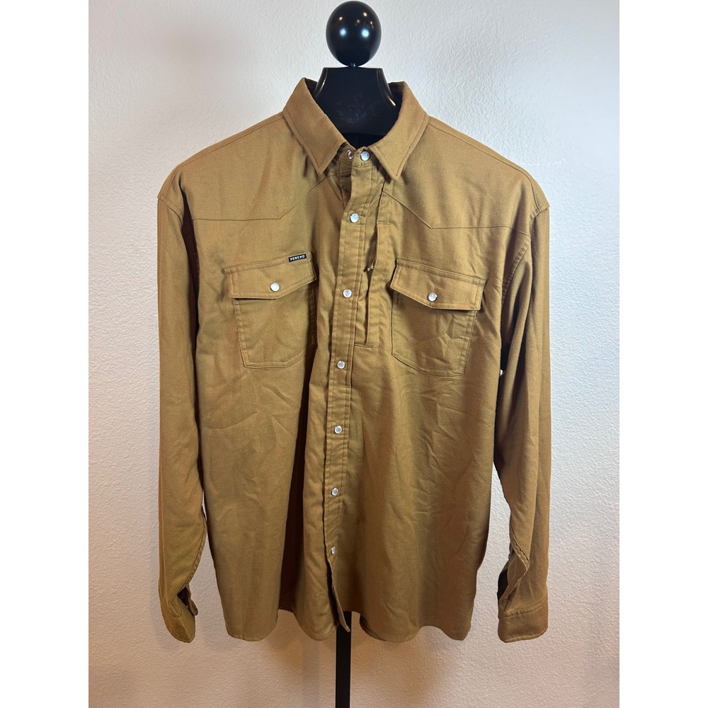 Poncho Outdoors Western Pearl Snap Shirt Mens XL Brown Regular Fit Long Sleeve